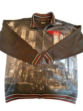 MECCA Clothing Co. Men Y2K Full Zip Track Jacket City Print Embroidered Logo XL